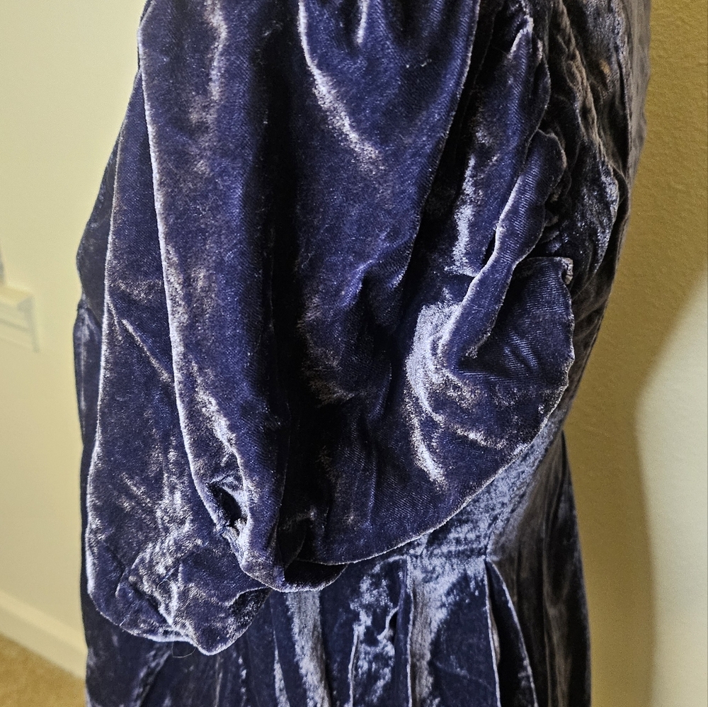Free People Adelle Velvet Tunic Babydoll Dress Blue Size XS - Picture 6 of 10